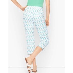 Talbots Pants Womens 4 White Blue Perfect Skimmer Paisley Block Print Cropped‎